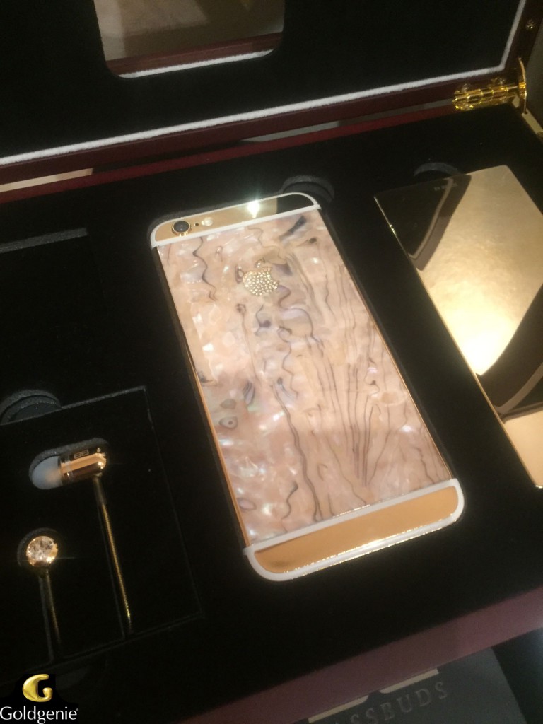 Mother of Pearl iPhone 6 768x1024 Goldgenie's New iPhone 6 Collection on display in Selfridges London