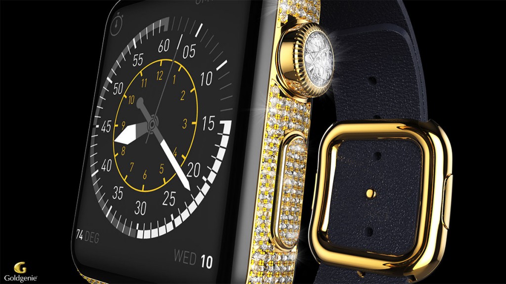 18k Gold Diamond Ecstasy Apple Watch on Leather Strap