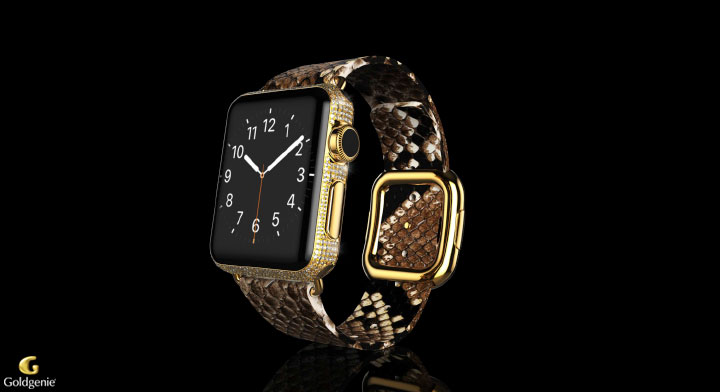 18k Gold Diamond Ecstasy Apple Watch with Python Strap