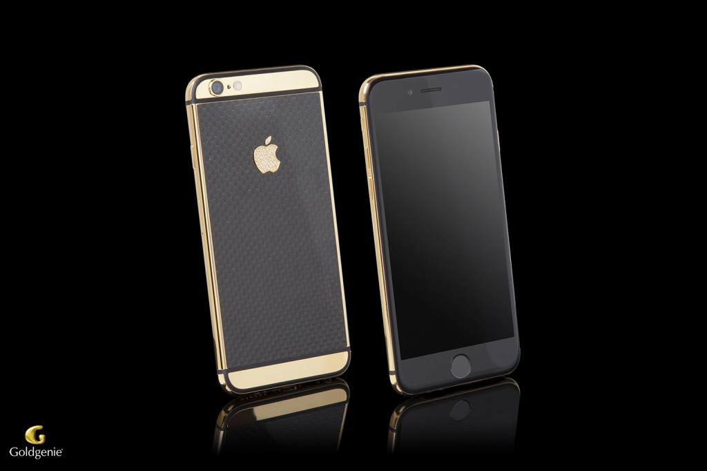 24k-Gold-Black-Carbon-Crystal-Logo-iPhone6-Standing