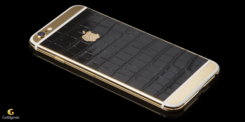 Crocodile-Embossed-Gold-iPhone-Black-Flat