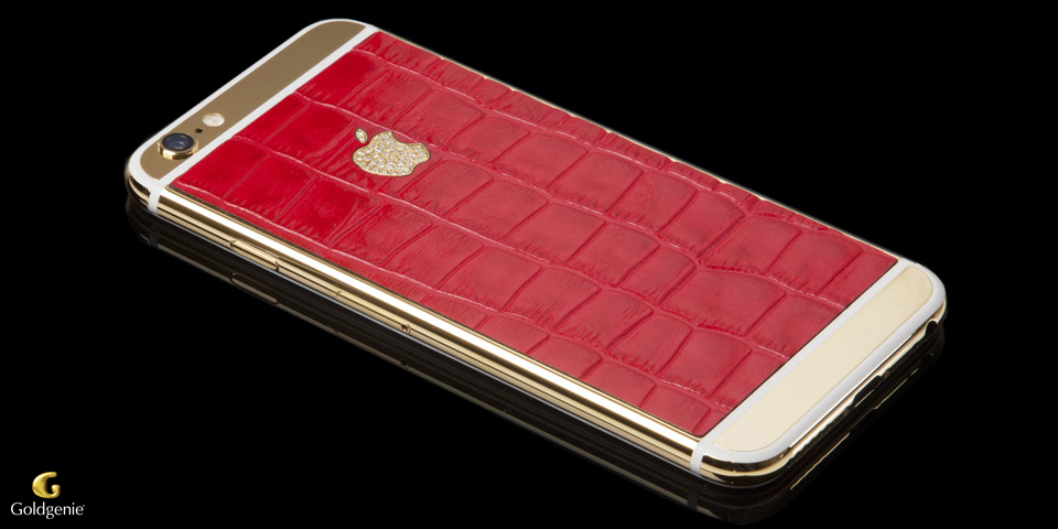 Crocodile-Embossed-Gold-iPhone-Red-Flat