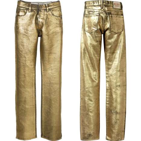 golden denim jeans