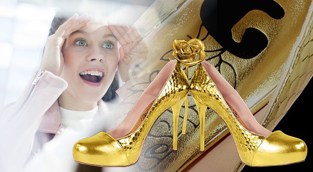 Luxury Gold Gifts Gold Plated Shoes for Her