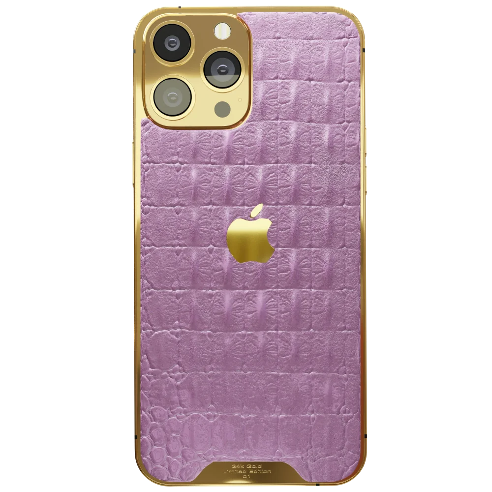 Pink Croc Leather iPhone 14