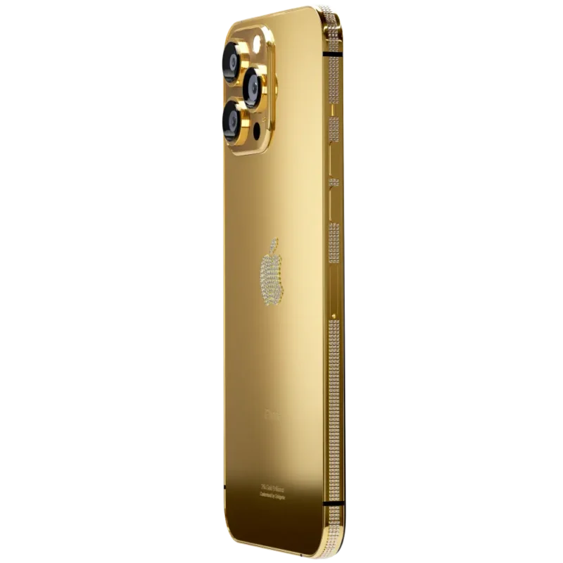 24k Gold Rose Gold Platinum iPhone 15 ProPro Max VS1 Diamond Bezel Logo