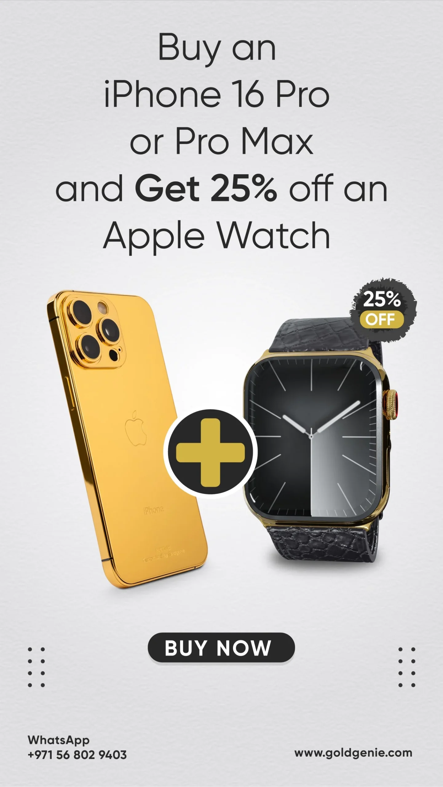 Buy an iPhone 16 pro or pro Max and get 25% off an Apple Watch