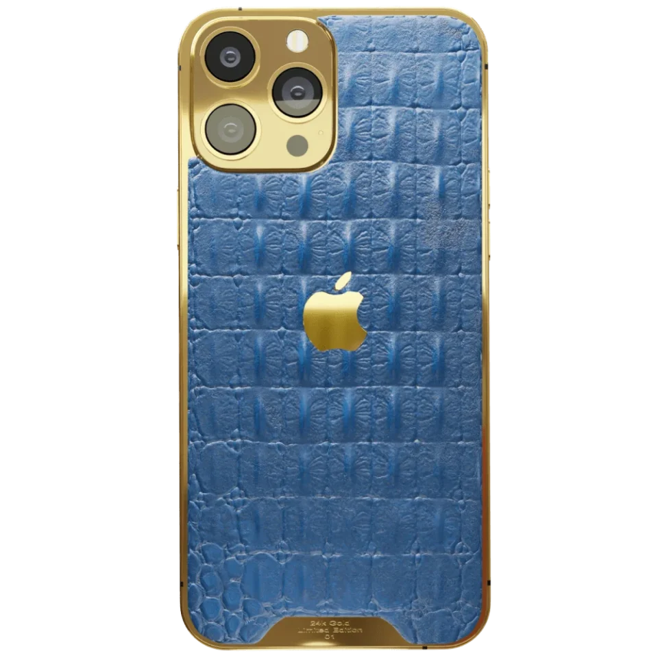 Blue Croc Leather iPhone 16 Pro & Pro Max