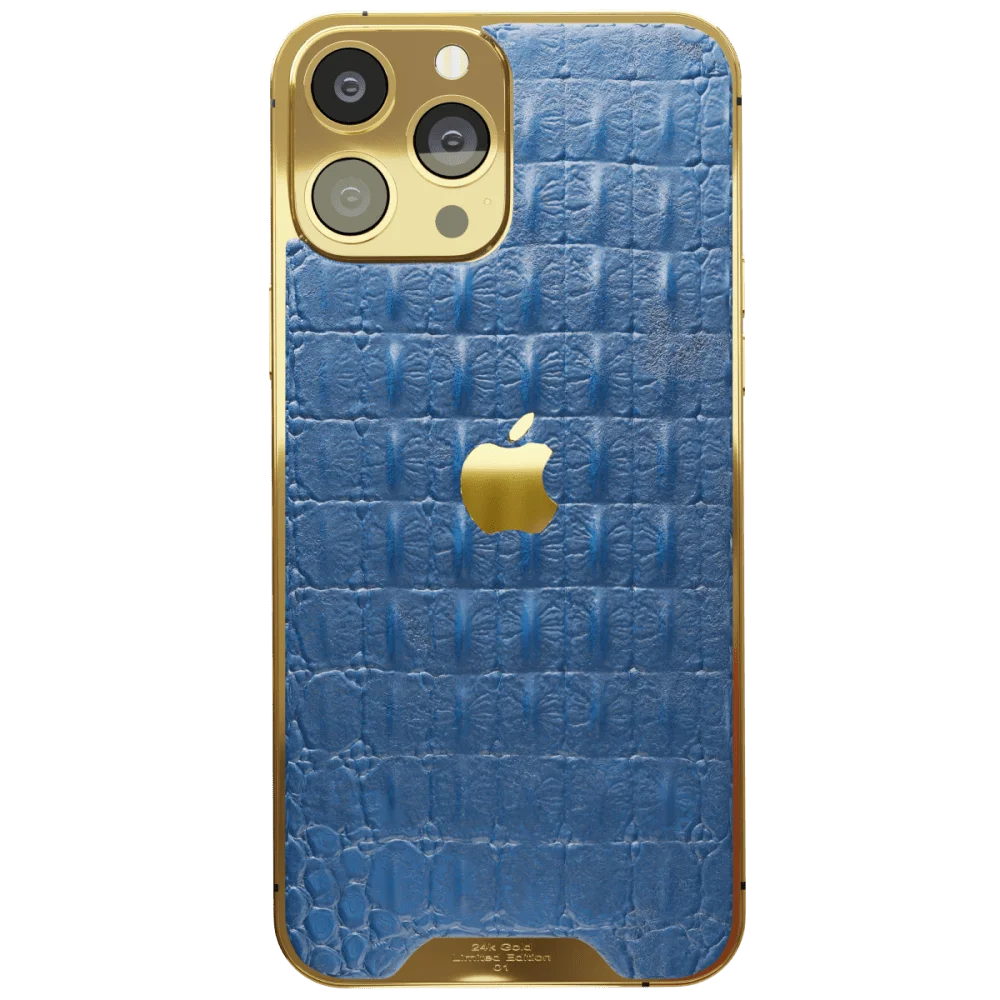 Blue Croc Leather iPhone 16 Pro & Pro Max