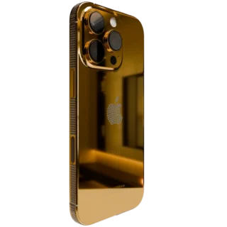 Luxury 24k Gold iPhone 16 ProPro Max Crystal bezel & Logo side view