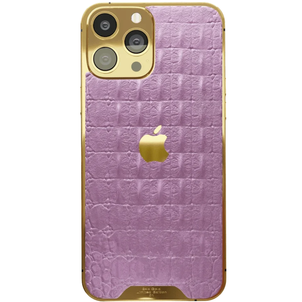 Pink Croc Leather iPhone 16 Pro Pro Max