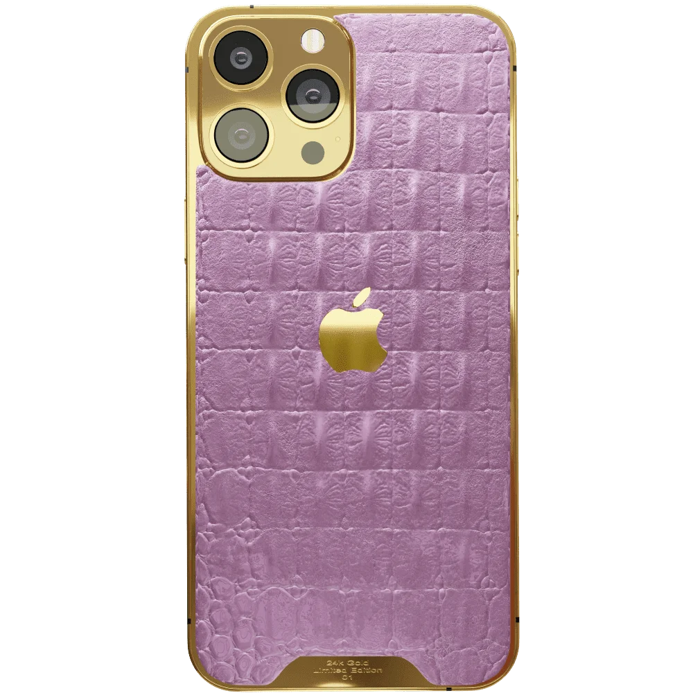 Pink Croc Leather iPhone 16 Pro Pro Max