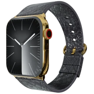 Gold Apple Watch 10 with Black Python Strap