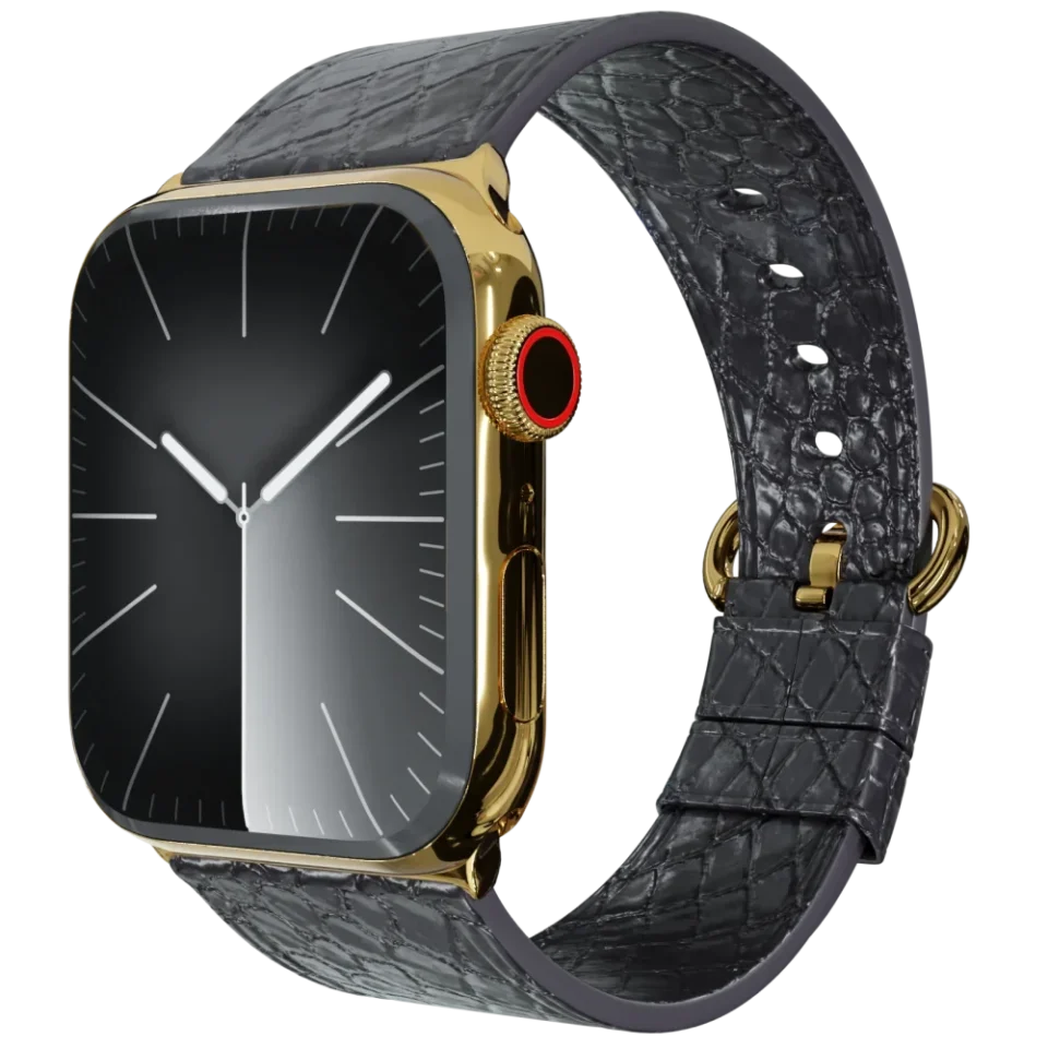 Gold Apple Watch 10 with Black Python Strap