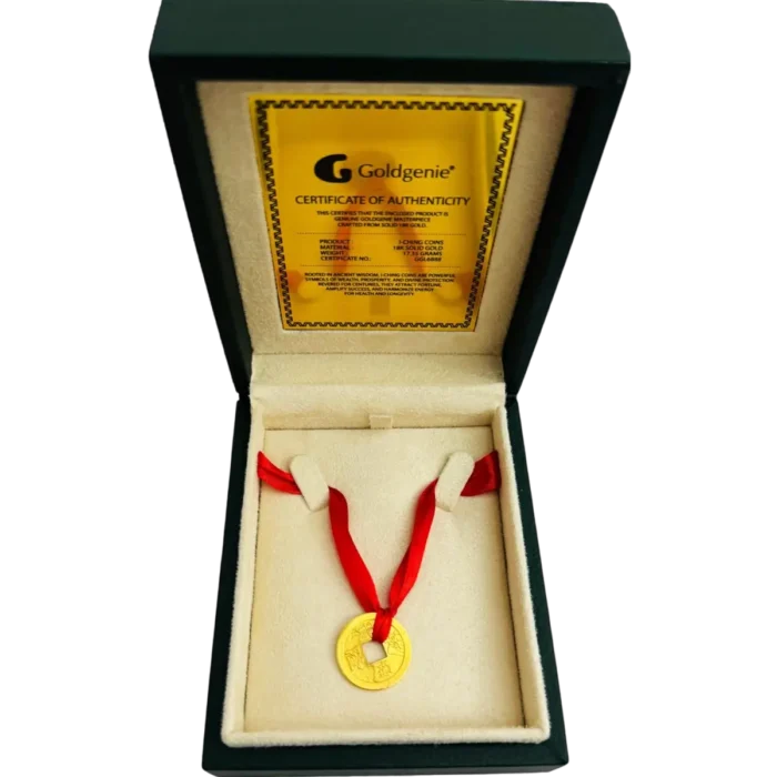 18k Solid Gold I Ching Coin in luxury box