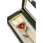 24k Gold Red Rose in Luxury window pane gift box