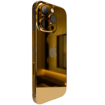 24k gold iPhone 16 ProPro Max diamond bezel & Logo side view