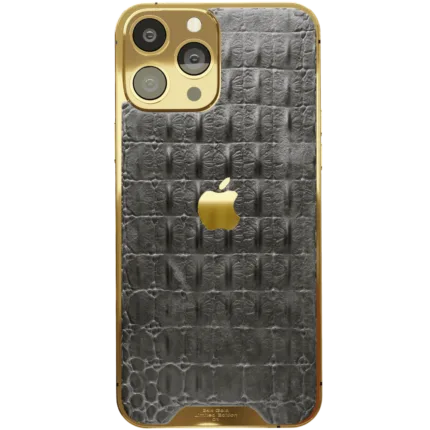 Black Croc Leather iPhone 15 Pro Pro Max min