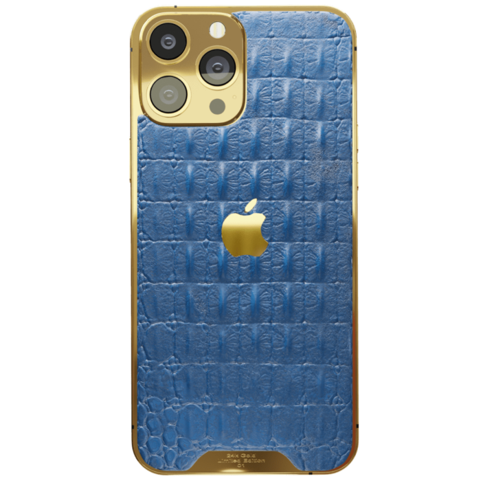 Blue Croc Leather iPhone 15 Pro Pro Max