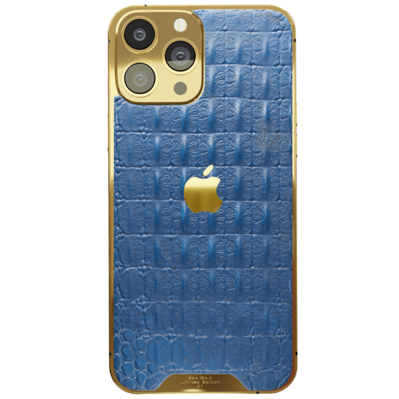 Blue Croc Leather iPhone 15 Pro Pro Max