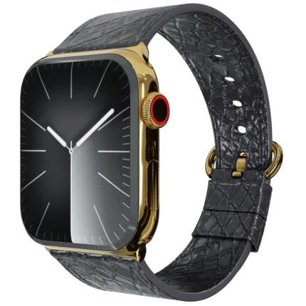 Gold Apple Watch 10 with Black Python Strap