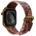 Gold Apple Watch 9 with Brown Python Strap back