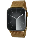 Gold Apple Watch 9 with Milanese strap front