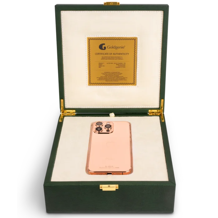 Luxury Rose Gold iPhone 16 Pro Pro Max with Luxury Box.webp