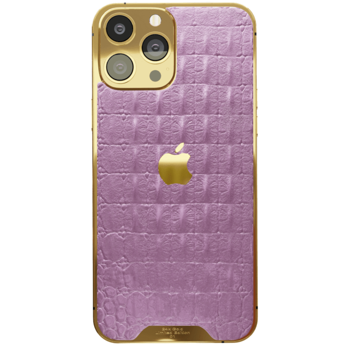 Pink Croc Leather iPhone 15 Pro Pro Max min