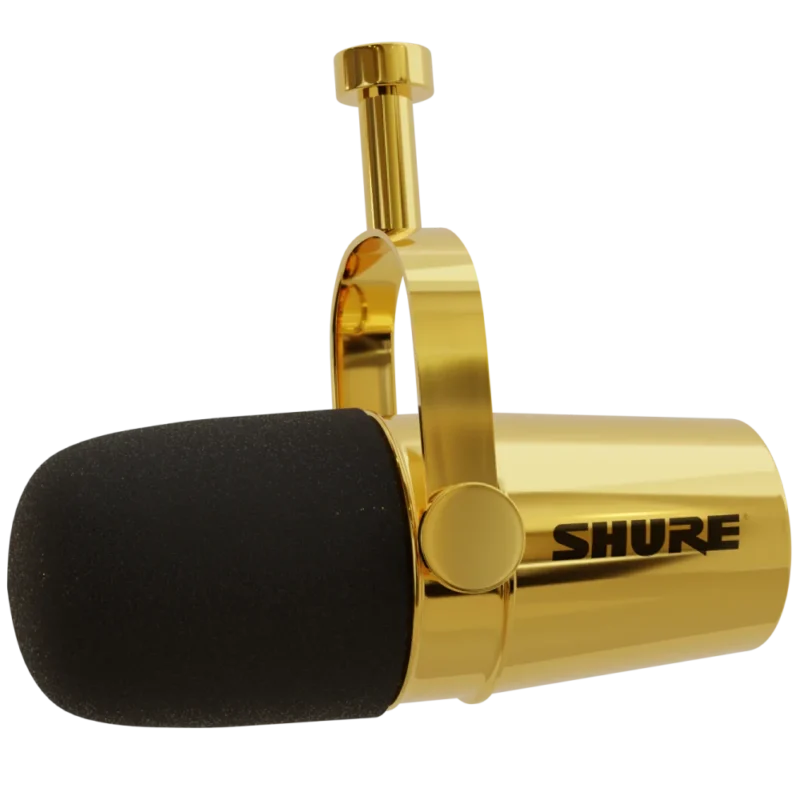 The SHURE MV57 – 24k Gold Plated Podcast Microphone