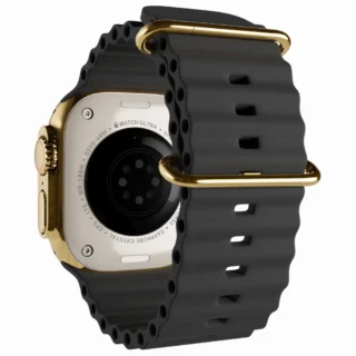 Ultra 2 Watch with Black Ocean Band 24k Gold Customized back