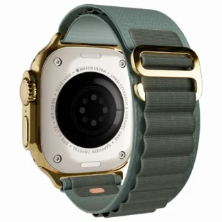 Ultra 2 Watch with Green Ocean Band 24k Gold Customized back