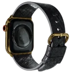 gold apple watch 9 with black python strap 2