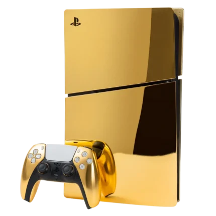 24k gold plated PS5 Slim console with matching controller