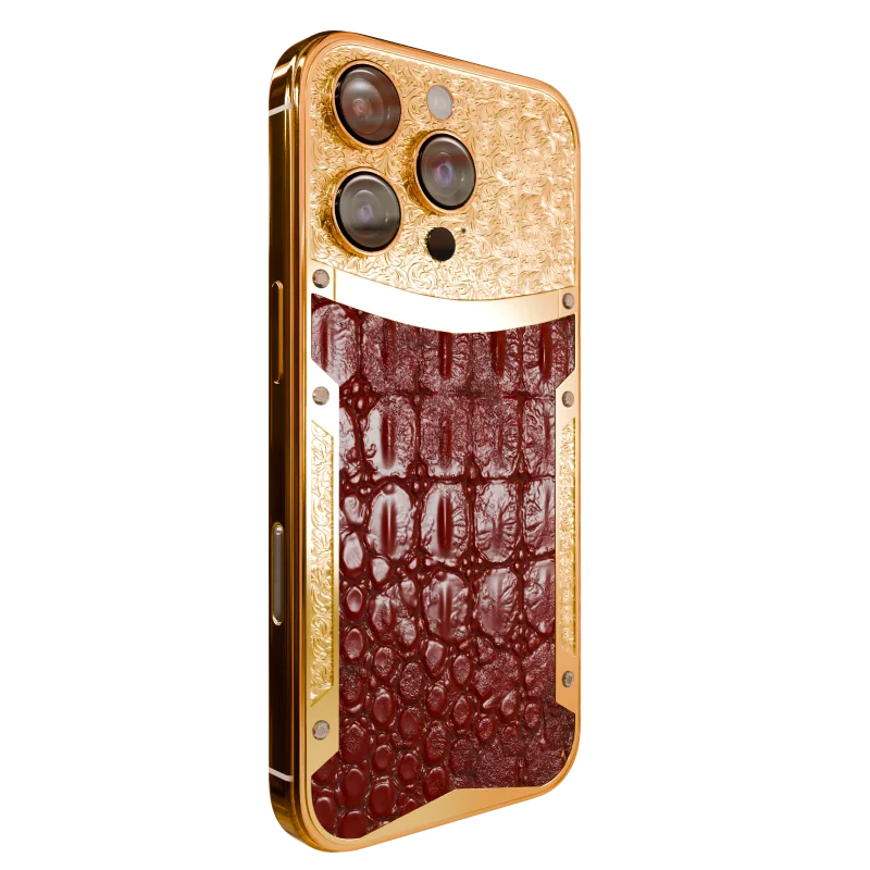 Brown Croc Supreme iPhone 16 Pro and Pro Max side