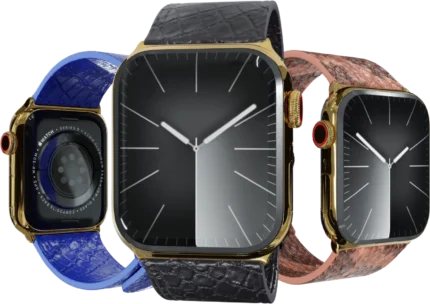 24k Gold Apple Watch 10 Premium Python Straps – Brown, Blue & Black