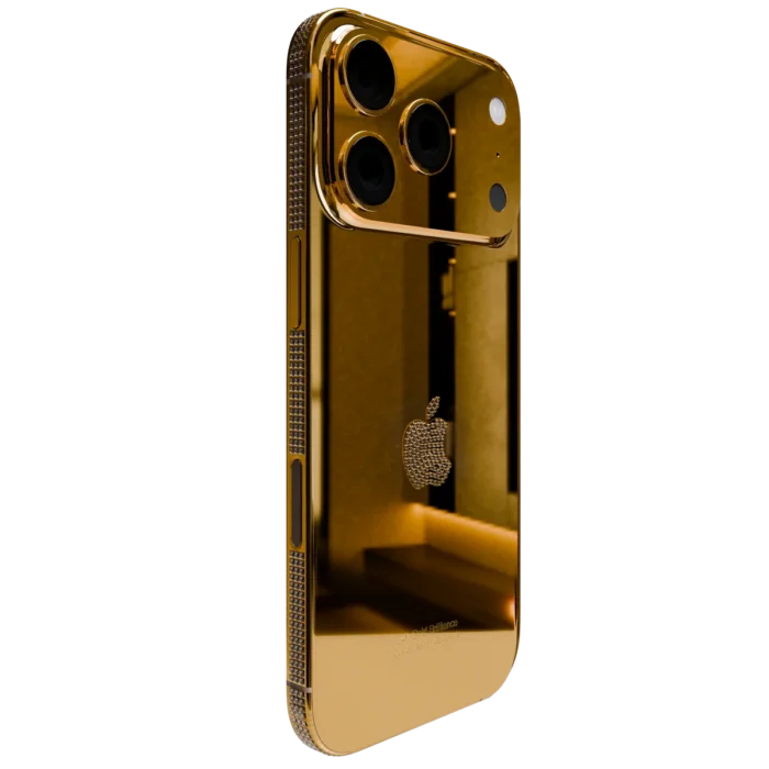 24k Gold iPhone 17 Pro and Pro Max Diamond Bezel Logo