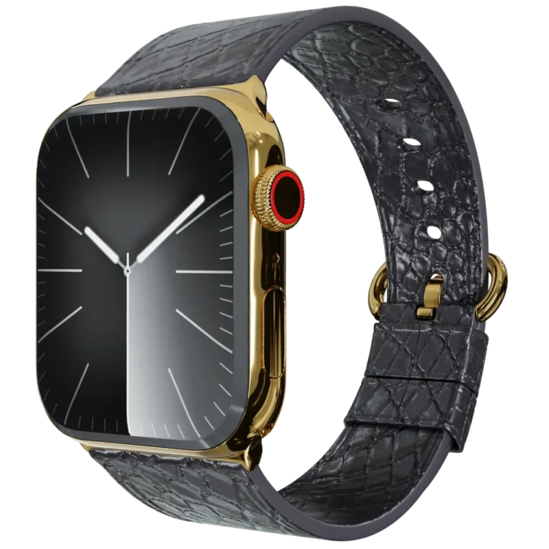 Gold Apple Watch 11 with Black Python Strap