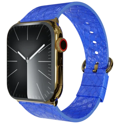 Gold Apple Watch 11 with Blue Python Strap
