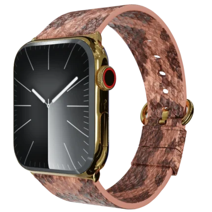 Gold Apple Watch 11 with Brown Python Strap