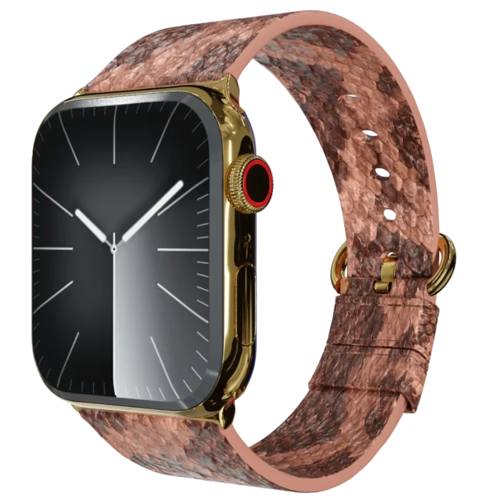 Gold Apple Watch 11 with Brown Python Strap