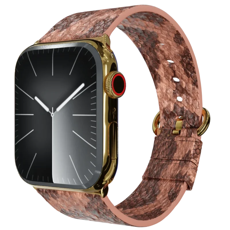 Gold Apple Watch 11 with Brown Python Strap