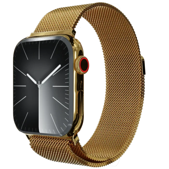 Gold Apple Watch 11 with Milanese strap