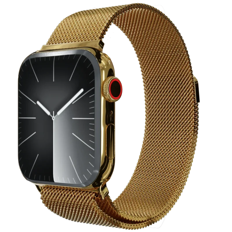 Gold Apple Watch 11 with Milanese strap