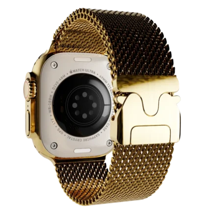 Ultra Watch 3 Titanium Milanese Loop 24k Gold Customized back
