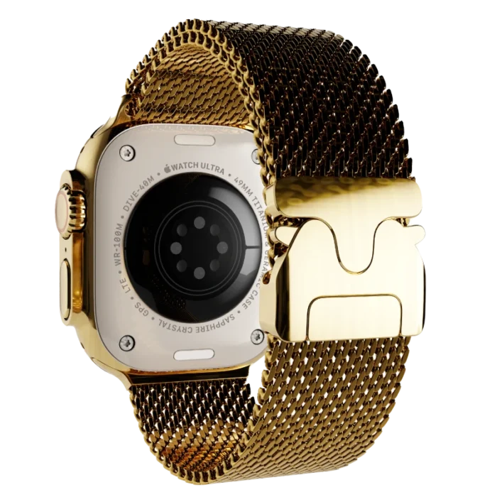Ultra Watch 3 Titanium Milanese Loop 24k Gold Customized back