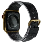 gold apple watch 11 with black python strap 2