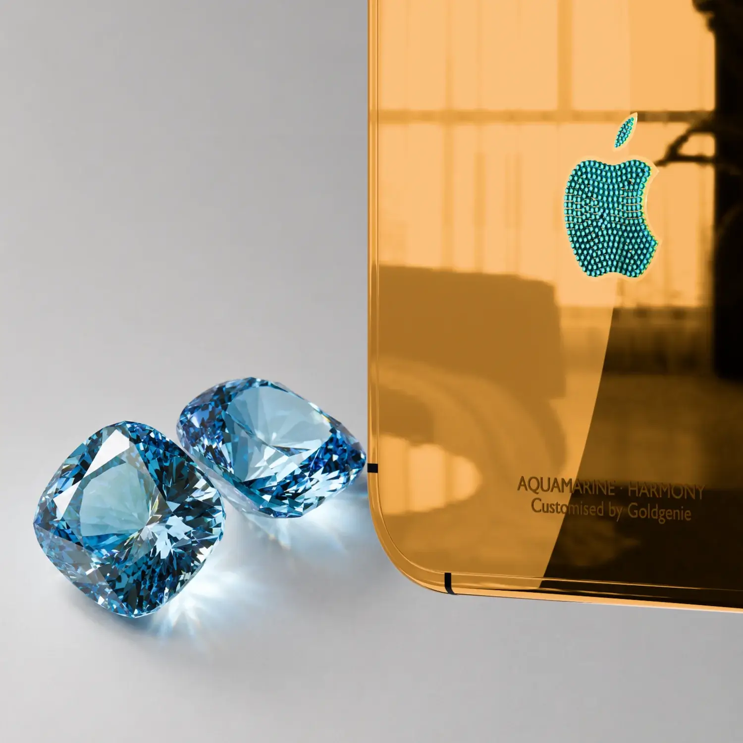 goldgenie iphone duo 24k gold aquamarine