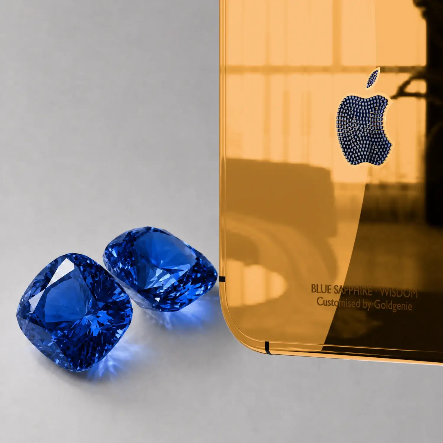 goldgenie iphone duo 24k gold blue sapphire