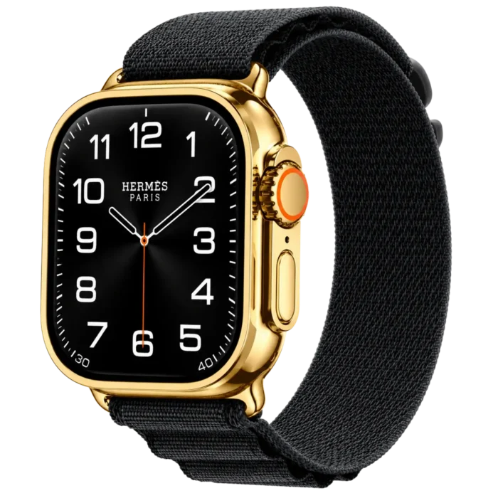 goldgenie 24k gold apple watch ultra 4 24k gold alpine loop angled